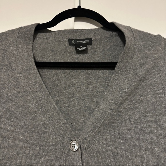 C by Bloomingdale's Cashmere Grandfather Gray Button Up Cardigan Size XS - Picture 7 of 10